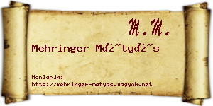 Mehringer Mátyás névjegykártya